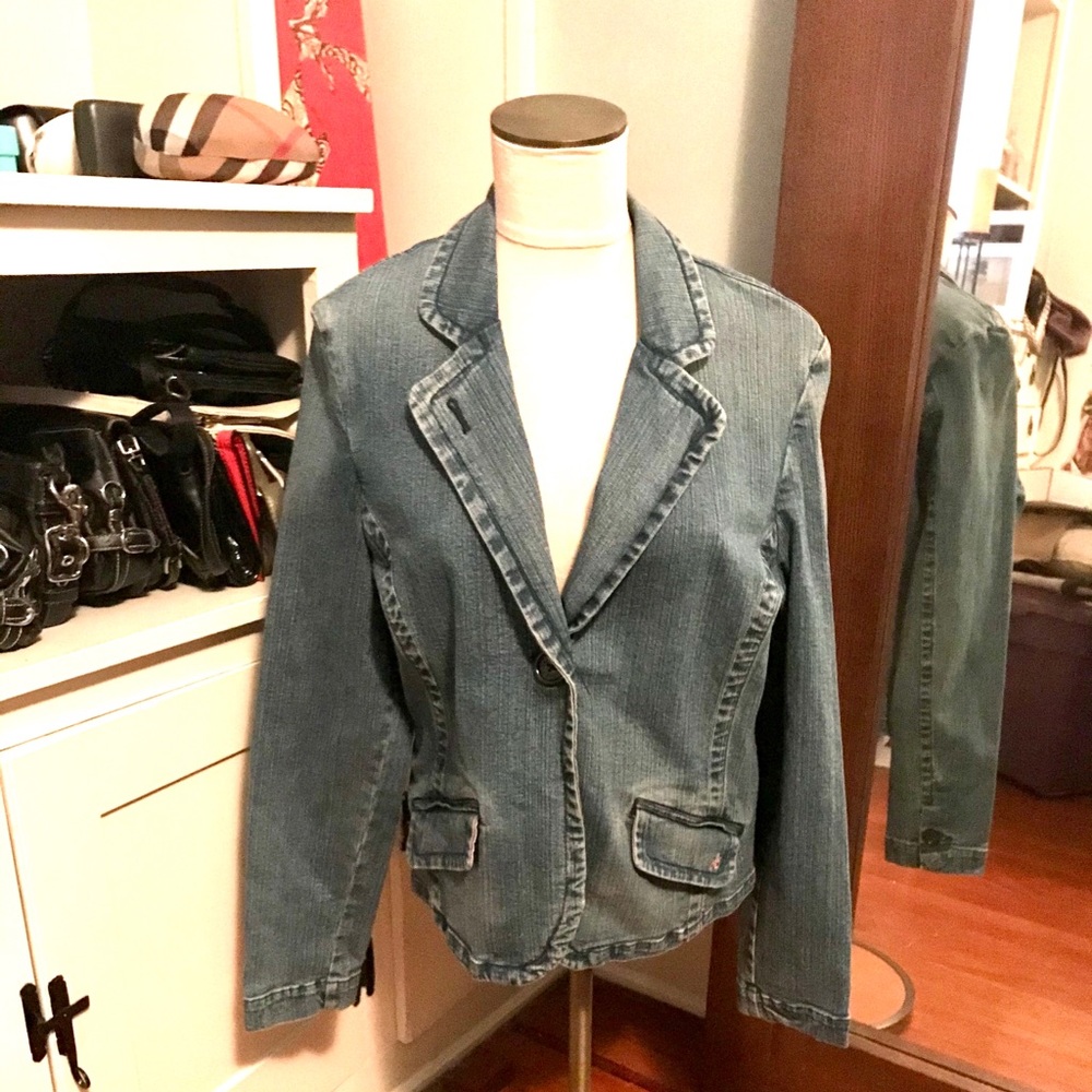 AMERICAN EAGLE Jean Denim Jacket Blazer - Picture 2 of 6